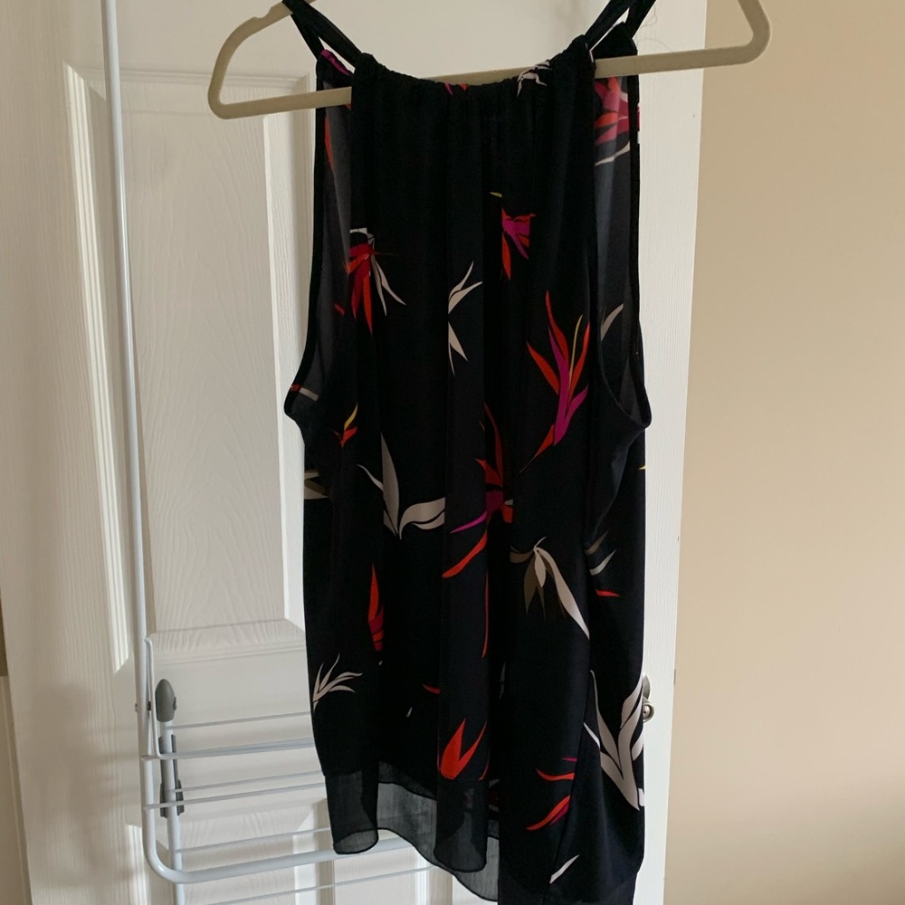 Tahari sleeveless top large navy